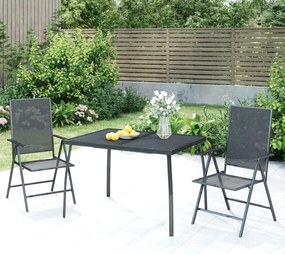 3 pcs conjunto de jantar para jardim aço antracite