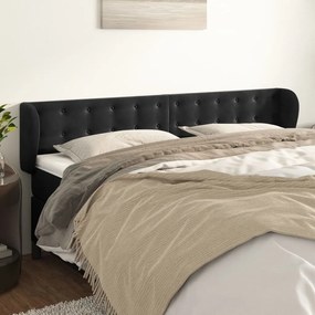 Cabeceira de cama c/ abas veludo 183x23x78/88 cm preto