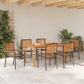 Conjunto de Jantar de Jardim 7 pcs Preto 150 x 90 x 74 cm