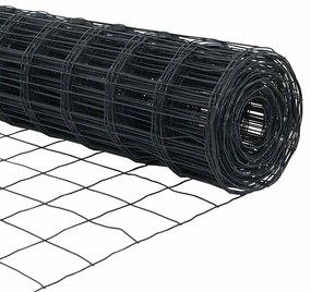 Cerca Euro com 7 Postes em Ponta 0,6x10 m em Aço Galvanizado Cinzento