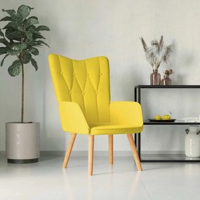 vidaXL Poltrona de descanso tecido amarelo mostarda