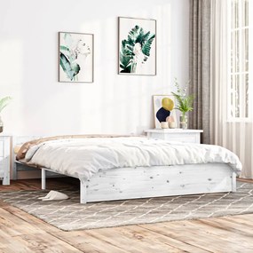vidaXL Estrutura de cama 140x190 cm madeira maciça branco