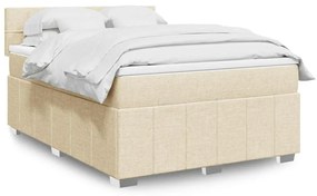 vidaXL Cama com molas/colchão 140x190 cm tecido cor creme