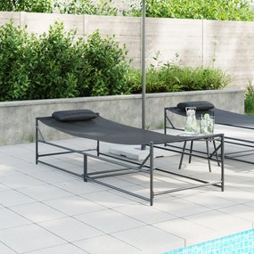 Espreguiçadeira de Jardim - Antracite - 200x74x73 cm - Aço & Textilene