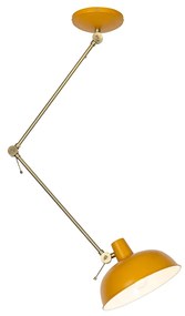 Candeeiro de teto retro amarelo com bronze - Milou