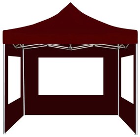 Tenda dobrável profissional com paredes alumínio 2x2 m bordô