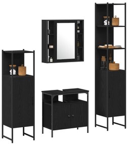 Conjunto de Móveis para Banheiro com 4 Peças em Carvalho Preto - Aglom