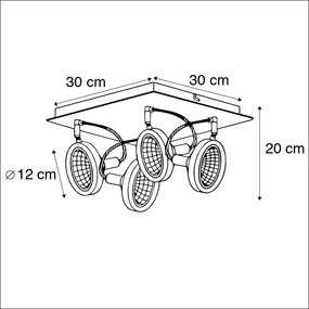 Design spot black 4-light ajustável - Nox Moderno