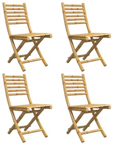 Cadeiras de jardim dobráveis 4 pcs 43x54x88 cm bambu