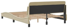 Estrutura de cama sem colchão 140x200 cm tecido cor creme