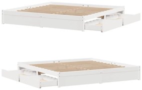 Cama sem colchão 200x200 cm madeira de pinho maciça branco