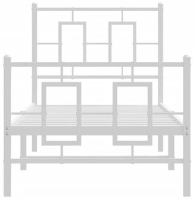 Estrutura de cama com cabeceira e pés 75x190 cm metal branco