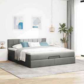 Estrutura de cama otomana com colchão 180x200cm cinzento escuro