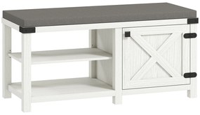 HOMCOM Banco Sapateira Rústico Organizador de Sapatos com Compartimentos para 7 Pares de Sapatos 100x40x48 cm Branco e Cinza | Aosom Portugal