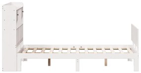 Cama com estante sem colchão 135x190 cm pinho maciço branco