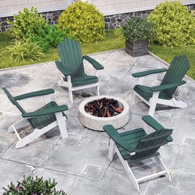Cadeira Adirondack Dobrável, 88 x 77 x 95 cm, Apoios de Braços Largos, Verde Escuro