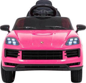 Carro elétrico para Crianças 2 a 5 anos 12V Porsche Cayenne, Rodas de espuma EVA, Controlo Remoto, assento Couro ecológico preto Rosa