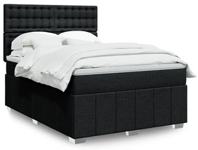 vidaXL Cama com molas/colchão 140x200 cm tecido preto