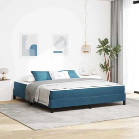 vidaXL Cama Box com colchão Azul Escuro 180 x 200 cm tecido
