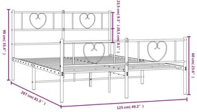 Estrutura de cama com cabeceira e pés 120x200 cm metal preto