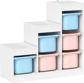 AIYAPLAY Móvel de arrumação para brinquedos infantis com 6 cestos removíveis, 3 níveis de arrumação, 96 x 38,5 x 90, multicolorido | Aosom Portugal