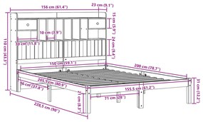 Cama com estante sem colchão 150x200 cm pinho maciço branco