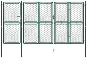 vidaXL Portão de jardim 175x395 cm aço verde