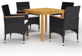 vidaXL 5 pcs conjunto de jantar para jardim preto
