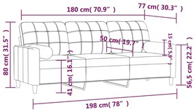 Sofá 3 lugares + almofadas decoração 180 cm tecido cinza-escuro