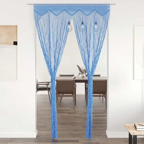 vidaXL Cortina macramé 140x240 cm algodão azul