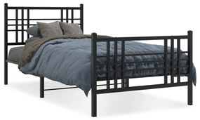 Estrutura de cama com cabeceira e pés 100x200 cm metal preto