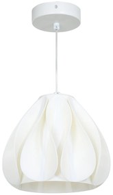 HOMCOM Candeeiro Suspensoo Moderno Candeeiro de Teto com Ecrã de Impressão 3D Iluminação para Sala de Jantar Ø20,5x17,5 cm Branco