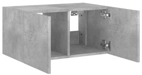 Móvel de parede p/ TV c/ luzes LED 60x35x31 cm cinza cimento