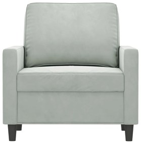 Poltrona 60 cm veludo cinzento-claro