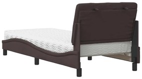 Cama com colchão 90x200 cm tecido castanho-escuro