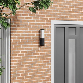 vidaXL Luz de Parede Externa com Sensor Preto Aço Inoxidável IP44