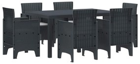 vidaXL Conjunto de Jantar para Jardim 7 pcs Antracite Rattan Polt