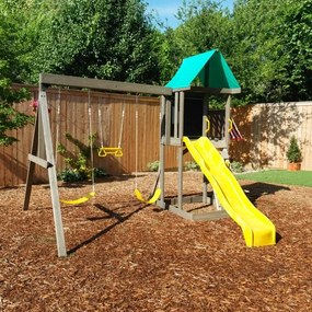 Baloiço infantil com escorrega para crianças jardim exterior madeira Newport