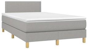 Cama box spring c/ colchão e LED 120x200 cm tecido cinza-claro