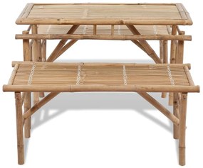 Mesa de cerveja com 2 bancos 100 cm bambu