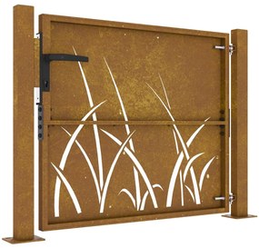 Portão de jardim 105x80 cm aço corten design erva