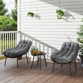 Conjunto de jardim para exterior em resina trançada para 2 pessoas, com almofadas de 15 cm de espessura, cinzento
