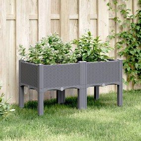 vidaXL Vaso/floreira de jardim c/ pernas 80x40x42 cm PP cinzento azul