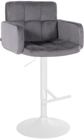 Banco de bar Los Angeles em veludo com estrutura branca 93-113 x 60 x 56 cm Cinzento escuro