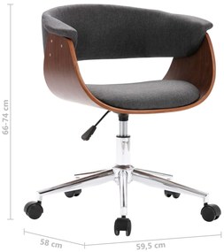 Cadeiras de jantar giratórias 2 pcs tecido cinzento