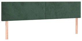 Cabeceira de cama c/luzes LED veludo 160x5x78/88cm verde-escuro