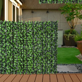 Outsunny Vedação Artificial em Rolo 3x1m Vedação de Privacidade para Balcão Jardim Exterior Planta Decorativa de Parede PE Verde