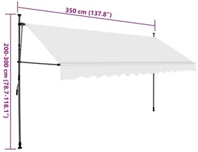 Toldo retrátil manual com LED 350 cm creme