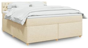 vidaXL Cama com molas/colchão 180x200 cm tecido cor creme