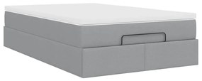 Estrutura cama otomana colchão 120x200 cm tecido cinzento claro